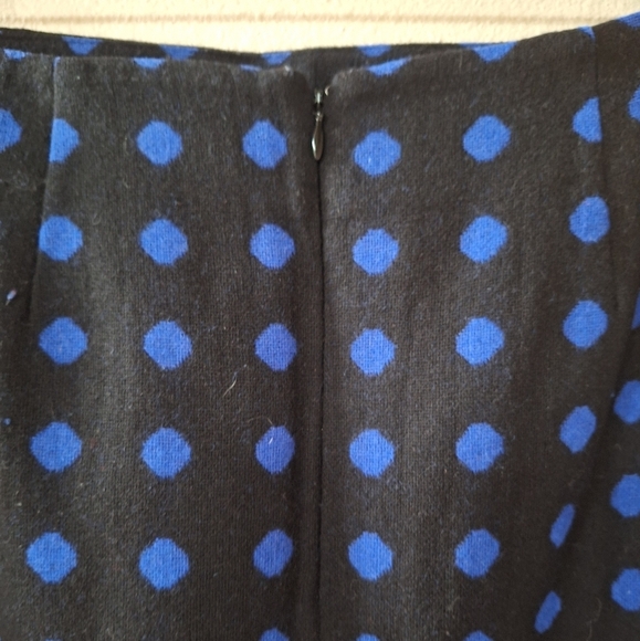 Talbots Womens Black W/Blue Polka-dot Wool Blend Knee Length Skirt Size 14 - Picture 6 of 7
